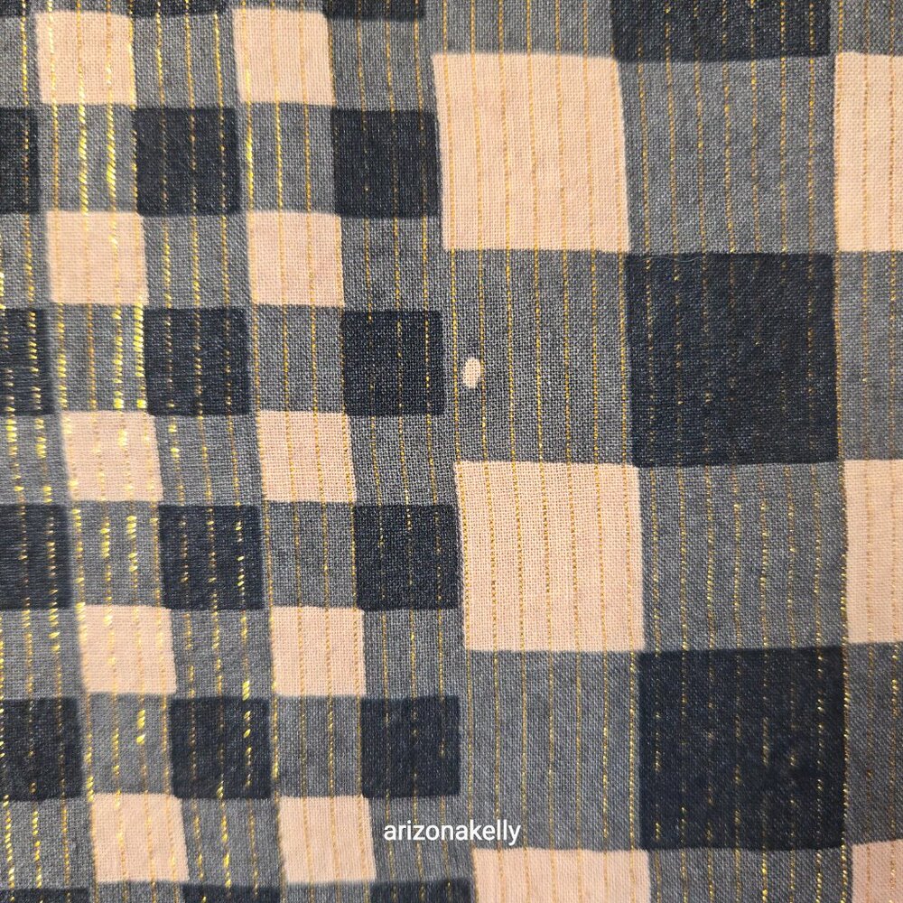 Nicholas K HUGE Distressed Cotton Scarf Black & Tan With Gold Thread - Picture 4 of 16